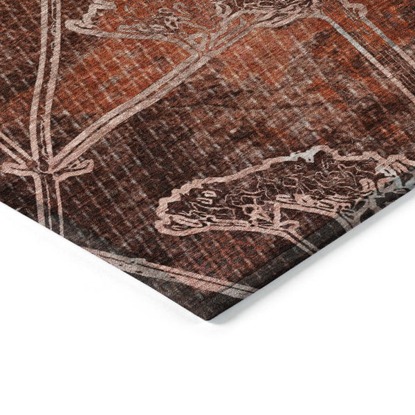 HomeRoots 5' X 8' Merlot and Beige Floral Area Rug – Durable, Washable Design for Indoor & Outdoor Spaces 639852