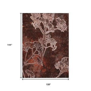 HomeRoots 9' X 12' Stylish Merlot Beige Floral Area Rug - Durable, Washable, Perfect for Indoor & Outdoor Spaces 639855