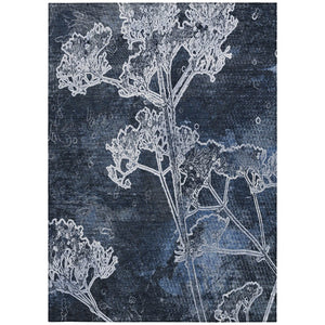 HomeRoots 5' X 8' Navy Blue & Ivory Floral Rug - Stylish, Washable, Indoor/Outdoor, Stain-Resistant Design! 639858