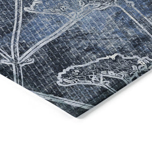 HomeRoots 5' X 8' Navy Blue & Ivory Floral Rug - Stylish, Washable, Indoor/Outdoor, Stain-Resistant Design! 639858