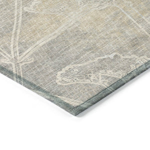 HomeRoots 8' X 10' Silver and Gray Floral Area Rug - Stylish, Washable, Durable for Indoor & Outdoor Use 639866