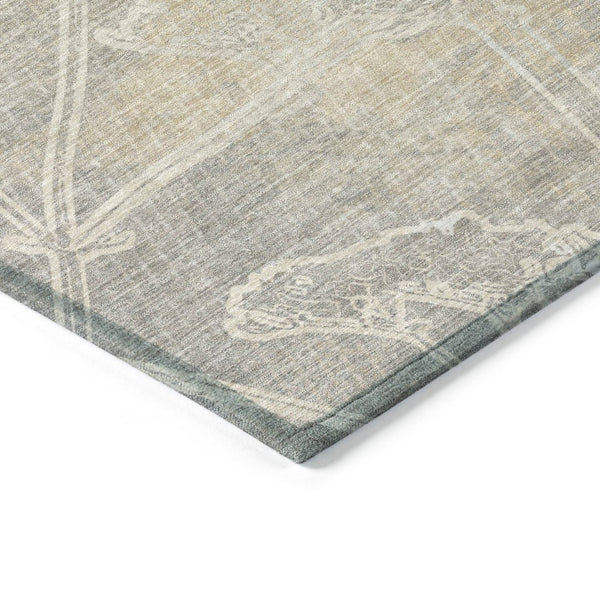 HomeRoots 9' X 12' Washable Indoor Outdoor Area Rug – Silver & Gray Floral Design for Stylish High-Traffic Areas 639867