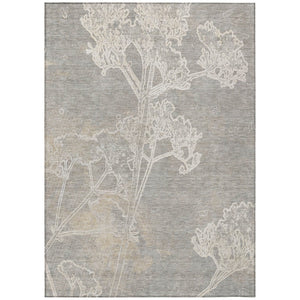 HomeRoots 10' Silver and Gray Floral Area Rug - Versatile, Washable, Durable for Indoor and Outdoor Spaces! 639868