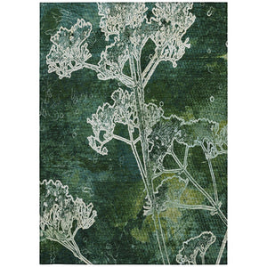 HomeRoots 5' Vibrant Teal Blue & Green Floral Washable Area Rug – Perfect for Indoor & Outdoor Spaces! 639870