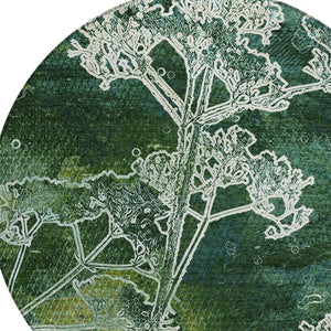 HomeRoots 8' Vibrant Teal Blue Green Floral Round Area Rug - Washable, Durable, Indoor/Outdoor Versatile Design 639871