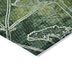 HomeRoots 9' X 12' Teal Blue and Green Floral Area Rug – Durable, Washable, Indoor/Outdoor, Stylish Comfort 639873