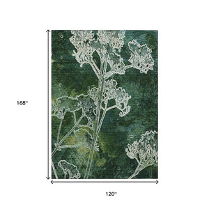 HomeRoots 10' Teal Blue & Green Floral Washable Area Rug - Durable, Stain-Resistant Design for Indoor & Outdoor Use 639874