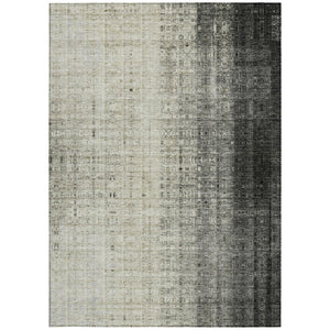 HomeRoots 5' Stylish Beige and Gray Striped Washable Area Rug - Durable, Indoor/Outdoor, Low-Maintenance Design 639876