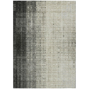 HomeRoots 5' Stylish Beige and Gray Striped Washable Area Rug - Durable, Indoor/Outdoor, Low-Maintenance Design 639876