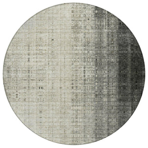 HomeRoots 8' Beige and Gray Round Striped Area Rug – Stylish, Washable, Durable for Indoor and Outdoor Use 639877