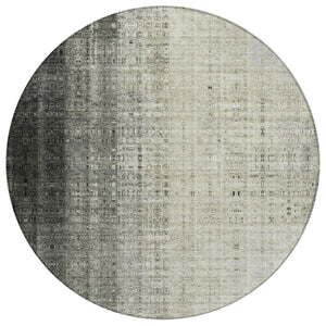 HomeRoots 8' Beige and Gray Round Striped Area Rug – Stylish, Washable, Durable for Indoor and Outdoor Use 639877