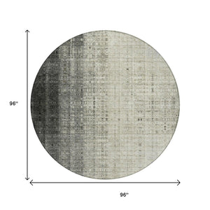 HomeRoots 8' Beige and Gray Round Striped Area Rug – Stylish, Washable, Durable for Indoor and Outdoor Use 639877