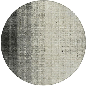 HomeRoots 8' Beige and Gray Round Striped Area Rug – Stylish, Washable, Durable for Indoor and Outdoor Use 639877