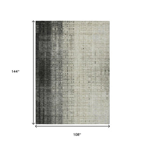 HomeRoots 9' Beige and Gray Striped Washable Area Rug - Indoor/Outdoor, Durable, Easy-Care, Perfect for High-Traffic Spaces 639879