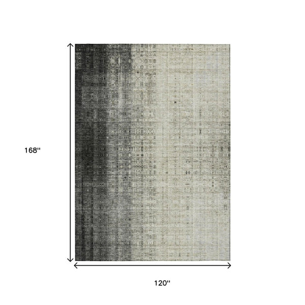 HomeRoots 10' Beige and Gray Striped Area Rug - Washable Indoor/Outdoor, Durable, Stylish, and Versatile Design 639880