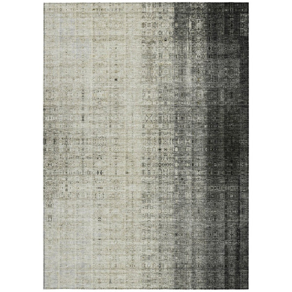 HomeRoots 10' Beige and Gray Striped Area Rug - Washable Indoor/Outdoor, Durable, Stylish, and Versatile Design 639880