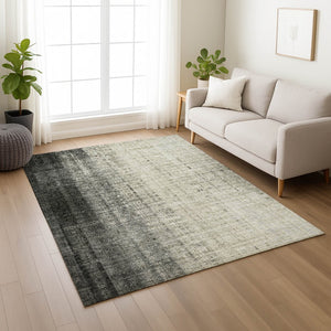 HomeRoots 10' Beige and Gray Striped Area Rug - Washable Indoor/Outdoor, Durable, Stylish, and Versatile Design 639880