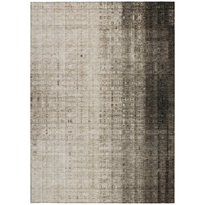 HomeRoots 5' Classic Brown and Beige Striped Washable Area Rug – Indoor/Outdoor Versatile Design for Any Space 639882