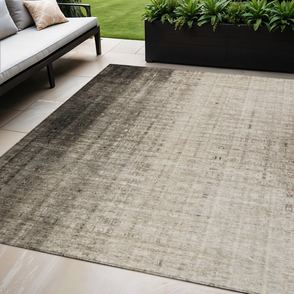 HomeRoots 5' Classic Brown and Beige Striped Washable Area Rug – Indoor/Outdoor Versatile Design for Any Space 639882