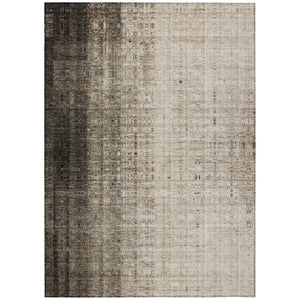 HomeRoots 5' Classic Brown and Beige Striped Washable Area Rug – Indoor/Outdoor Versatile Design for Any Space 639882