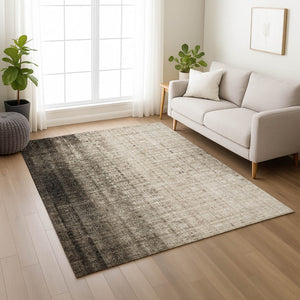 HomeRoots 5' Classic Brown and Beige Striped Washable Area Rug – Indoor/Outdoor Versatile Design for Any Space 639882