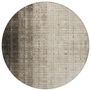 HomeRoots 8' Brown and Beige Round Striped Area Rug - Durable, Washable Design for Indoor & Outdoor Spaces 639883