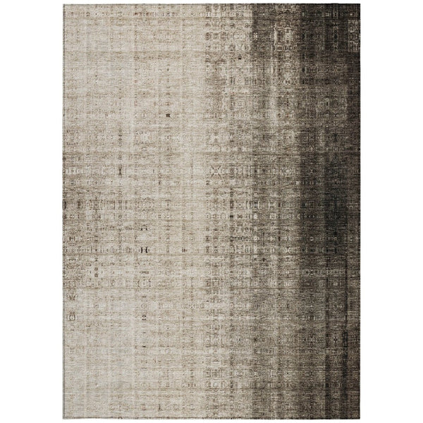 HomeRoots 8' X 10' Striped Brown and Beige Washable Area Rug - Durable, Stylish, Indoor/Outdoor Home Essential 639884