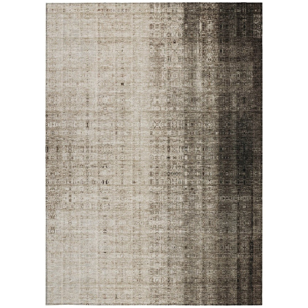 HomeRoots 9' Stylish Brown and Beige Striped Washable Indoor Outdoor Area Rug for High-Traffic Spaces, Kids & Pets 639885