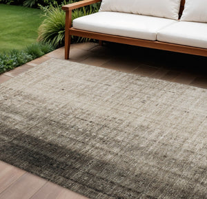 HomeRoots 10' Brown and Beige Striped Washable Area Rug - Durable Indoor/Outdoor Design for High-Traffic Spaces 639886