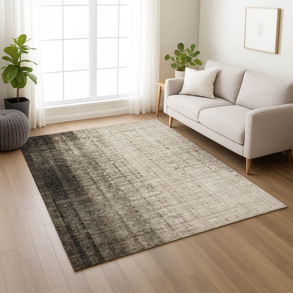 HomeRoots 10' Brown and Beige Striped Washable Area Rug - Durable Indoor/Outdoor Design for High-Traffic Spaces 639886