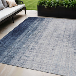 HomeRoots 5' X 8' Striped Blue and Ivory Washable Area Rug for Indoor/Outdoor Use - Stylish, Durable & Easy-Care 639888