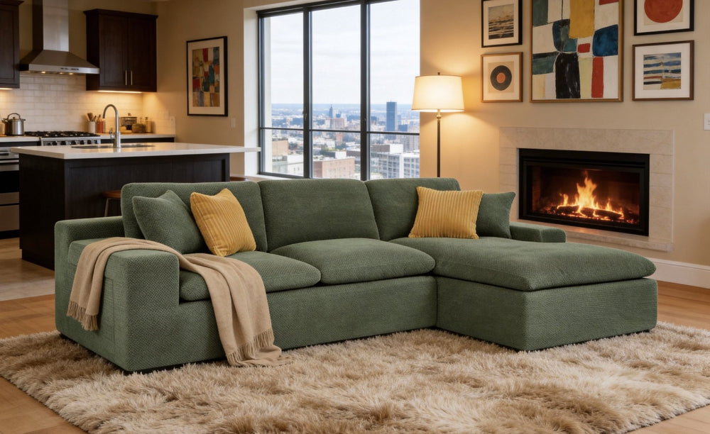 English Elm Coffee-bean Sculptural Sectional Sofa Curved Pod Cushions for Modern Living Rooms B2748S00128