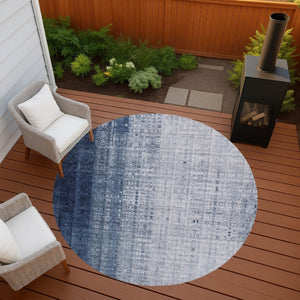 HomeRoots 8' Blue and Ivory Striped Area Rug - Durable, Washable, Perfect for Indoor & Outdoor Spaces! 639889