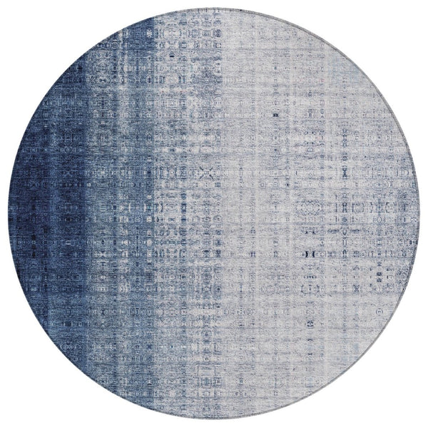 HomeRoots 8' Blue and Ivory Striped Area Rug - Durable, Washable, Perfect for Indoor & Outdoor Spaces! 639889