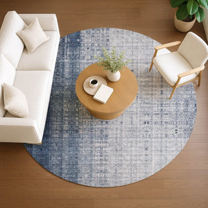 HomeRoots 8' Blue and Ivory Striped Area Rug - Durable, Washable, Perfect for Indoor & Outdoor Spaces! 639889