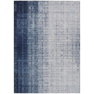 HomeRoots 8' X 10' Blue and Ivory Striped Washable Area Rug - Durable, Stylish, Indoor-Outdoor, Easy Care Design 639890