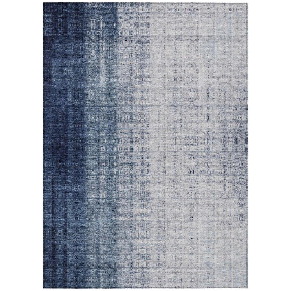 HomeRoots 9' Blue and Ivory Striped Indoor Outdoor Area Rug – Durable, Washable, Perfect for High Traffic Spaces! 639891