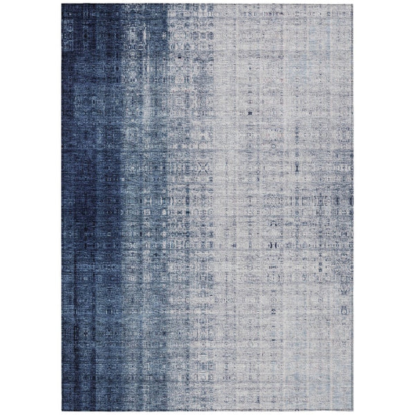 HomeRoots 9' Blue and Ivory Striped Indoor Outdoor Area Rug – Durable, Washable, Perfect for High Traffic Spaces! 639891