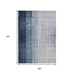 HomeRoots 9' Blue and Ivory Striped Indoor Outdoor Area Rug – Durable, Washable, Perfect for High Traffic Spaces! 639891