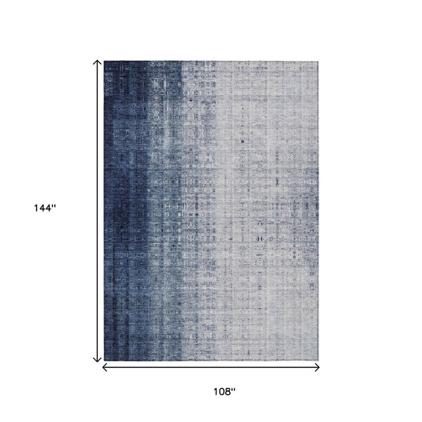 HomeRoots 9' Blue and Ivory Striped Indoor Outdoor Area Rug – Durable, Washable, Perfect for High Traffic Spaces! 639891