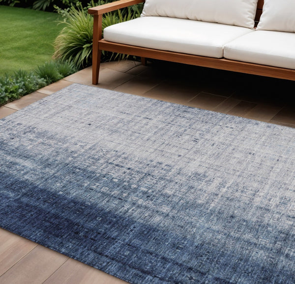 HomeRoots 10' Blue and Ivory Striped Washable Area Rug - Durable Indoor/Outdoor, Coastal Charm for Any Space 639892