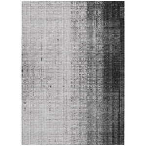 HomeRoots 5' Stylish Gray and Ivory Striped Washable Area Rug for Indoor/Outdoor Use - Durable and Versatile! 639894