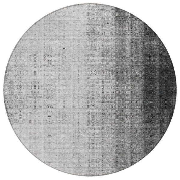 HomeRoots 8' Gray and Ivory Striped Indoor-Outdoor Area Rug – Stylish, Washable, Durable for High-Traffic Spaces 639895