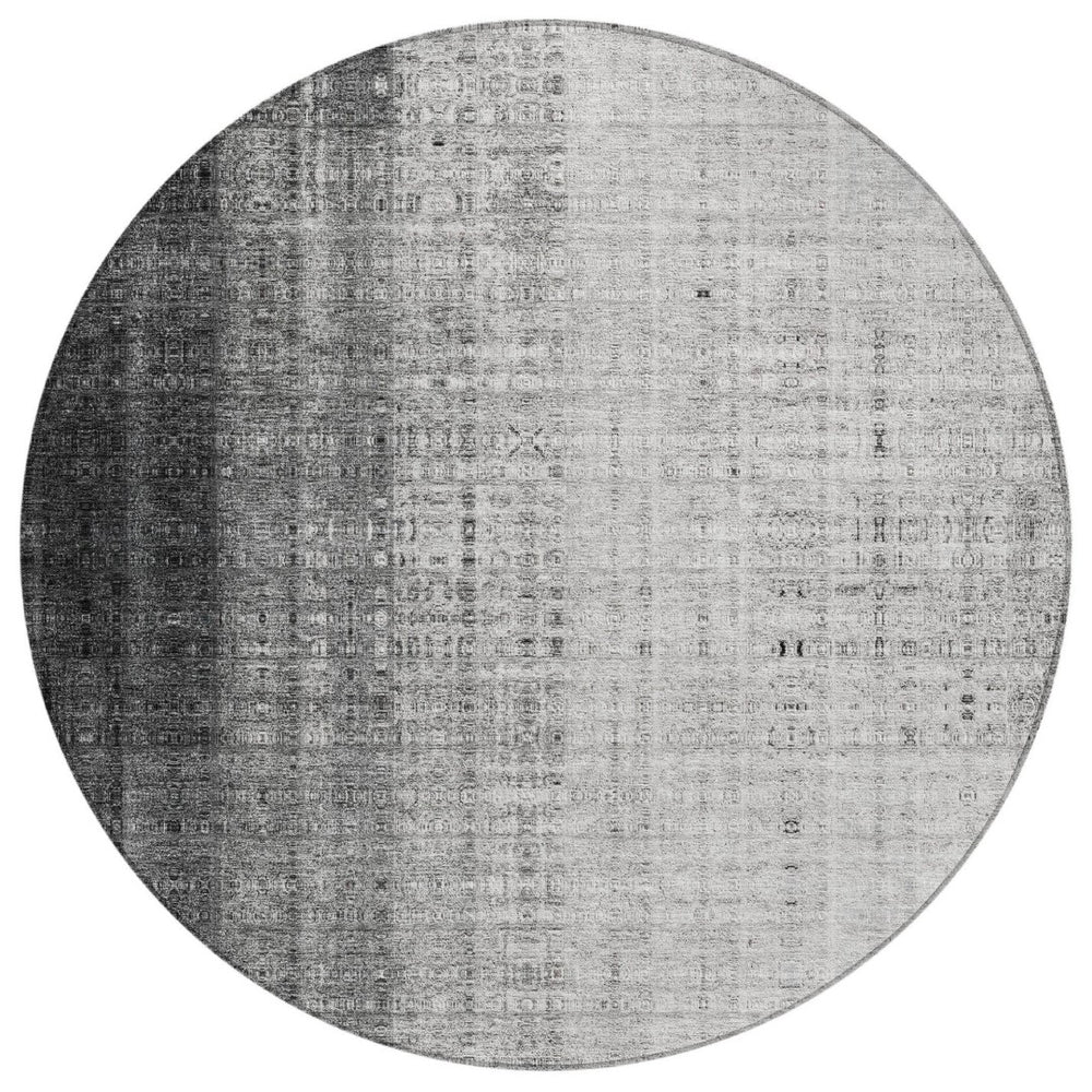 HomeRoots 8' Gray and Ivory Striped Indoor-Outdoor Area Rug – Stylish, Washable, Durable for High-Traffic Spaces 639895