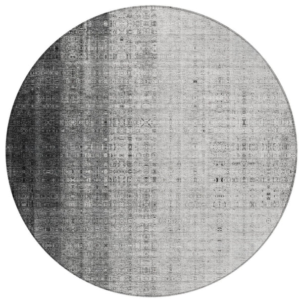 HomeRoots 8' Gray and Ivory Striped Indoor-Outdoor Area Rug – Stylish, Washable, Durable for High-Traffic Spaces 639895