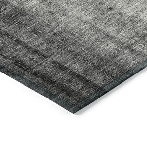 HomeRoots 8' Gray and Ivory Striped Indoor-Outdoor Area Rug – Stylish, Washable, Durable for High-Traffic Spaces 639895