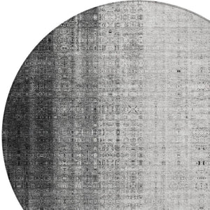 HomeRoots 8' Gray and Ivory Striped Indoor-Outdoor Area Rug – Stylish, Washable, Durable for High-Traffic Spaces 639895