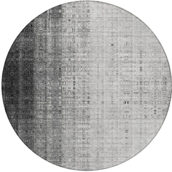 HomeRoots 8' Gray and Ivory Striped Indoor-Outdoor Area Rug – Stylish, Washable, Durable for High-Traffic Spaces 639895