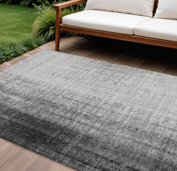 HomeRoots 8' X 10' Gray and Ivory Striped Indoor/Outdoor Area Rug – Durable, Washable, and Stylish for Any Space! 639896