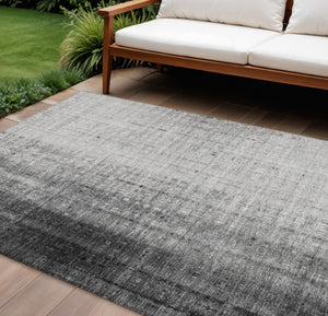 HomeRoots 10' Gray and Ivory Striped Washable Area Rug for Indoor/Outdoor Use - Durable, Stylish & Easy Care! 639898